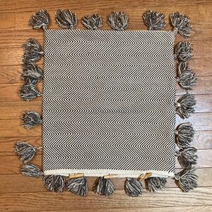 Chevron Pattern Woven Pillow Cover W/Tassels Toggle Closure 16 x 18 Boho